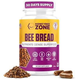 HONEYBEEZONE- Suplemento de Pan de Abeja 100 Natural Pan de Abeja Crudo en Tapas Vegetales Polen Fermentado Multivitamínico, Prob