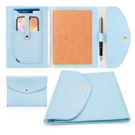 Rocketbook Fusion Cover, Blue Business Notebook Organizer, Refillable Rocketbook Case, Leather Notebook Cover A5