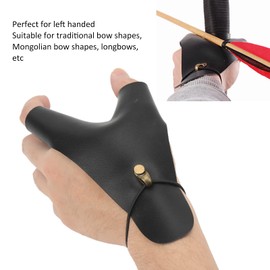 Archery Hand Guard, Protective Breathable Lightweight 2 Finger Protector PU Leather Non Slip Durable Archery Glove for Left Hand, Traditional Longbow, Mongolian Bow, Archery Accessories(Black)