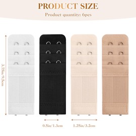 Megecaa Bra Extender 2 Hook 3 Row - 8 Pcs Women's Comfortable Elastic Bra Strap Extenders, Soft & Adjustable Underwire Band Extender for Plus Size, Maternity & Everyday Wear