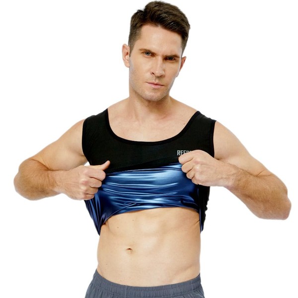 REEDBEEK Men's Sauna Suit Shirt/Vest Waist Trainer Heat Trapping Sweat,