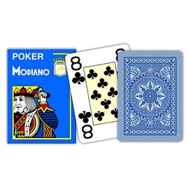 Modiano Poker 4 Jumbo Index 100% Plastic Playing Cards (Blue)