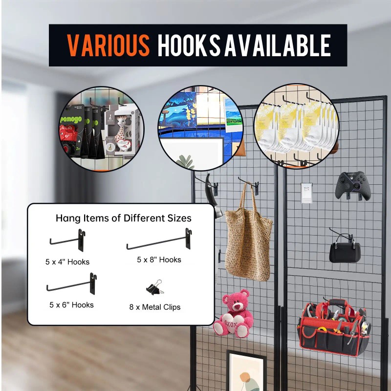 2 Pack 67x48 In Commercial Wire Grid Panel Display T