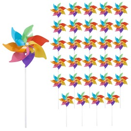 CRASPIRE 30 Sets Rainbow Pinwheels 15.3 Inch Colorful Pinwheels Wind Plastic Windmill for Party Decorations Outdoor Decor Lawn Yard Garden Patio Rainbow Windmill