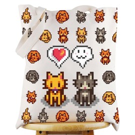 WZMPA Farm Gaming Tote Bag Cat Lover Gift Simulation Game Lover Reusable Grocery Bag Video Game Lover Merchandise (Cat Game TG)