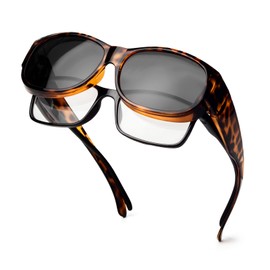 Face Shadow Women's Polarised Over Sunglasses for Glasses Wearers, UV Protection, Ultra Light Fit-Over Glasses, m-brown leopard frame/gray lens