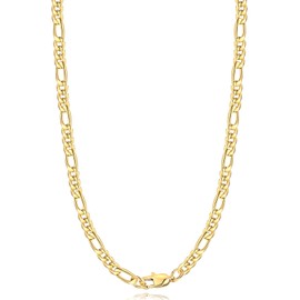 ewlpire Gold Chain for Men and Women Boys, 5.5mm Gold Chain Men's Figaro Chain Necklaces, 14k Gold Plated Mens Chain Necklace, 18 inch