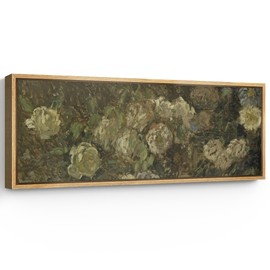 SIGNFORD Large Framed Canvas Print Wall Art Impressionist Garden Flowers Floral Elegance Illustrations Modern Art Calm Warm for Living Room, Bedroom, Office - 60"x20"