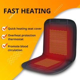 CARSHION Heated Seat Cover 22“ Wide with Fast Heat Large Size Warmer for Winter to Promote Blood Circulation Relieve Fatigue