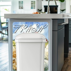 Watercolor Chickens Trash Can Wall Guard Farmhouse Removable Decal Rustic Farm Aniaml Sticker Splash/Anti Scuff Guard Wall Protector for Kitchen Decor Repositionable Fabric Vinyl (18" Tall x 13" Wide)