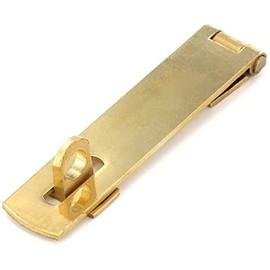 Merriway BH07773 Brass Hasp & Staple Polished & Lacquered 4 Inch Hasp and Staple, Gold