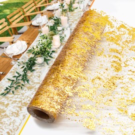 28cm x 15m Gold Table Runner Metallic Glitter Table Runner for Christmas Decorations Centerpieces Wedding Birthday Party