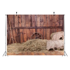 CORFOTO Fabric 6x4ft Western Barn Backdrop Photography Hay Log Cabin Farm Tool Farmhouse Barbecue Background Selfie Photoshoot Frame Baby Shower Birthday Banner Party Supplies Saloon Decoration
