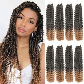 Long Passion Twist Hair 18 Inch Water Wave Crochet Hair for Black Women Passion Twist Crochet Hair for Butterfly Locs 8 Pack Curly Crochet Passion Twist Braiding Hair Extensions T27
