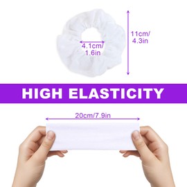 TUONYIS Pack of 30 White Hair Bobbles, Scrunchies for Tie Dye, Girls Satin Hair Scrunchies, Colon Circle Hair Bundles, Hair Rings, Rubber Bands, DIY Elastic Scrunchies for Curly Hair (White)