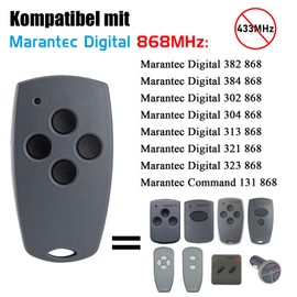 868Mhz Garage Door Opener Remote Control Compatible with Marantec Digital 304 / 384 / 302 / 313 / 321 / 323 / 131 868 Transmitter 2 Pack