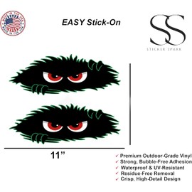 Monster Eyes Peeking Sticker Decal – Scary Claw Scratch Eye Vinyl Graphic for Cars, Trucks, Laptops – Waterproof, Fade-Resistant – Funny Creepy Design – Pack of 2 – Made in USA