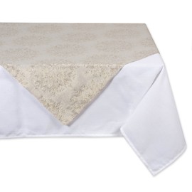 DII Holiday Dining Table Linen Sparkle Metallic Kitchen Décor, Table Topper, 40x40, Jacquard Snowflakes