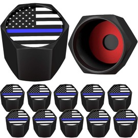 SAMIKIVA - Tapones para válvula de neumático, con anillo de goma, universales para coches, SUV, bicicleta, camiones, motocicletas, resistentes al aire última intervensión (12 unidades), color negro y azul