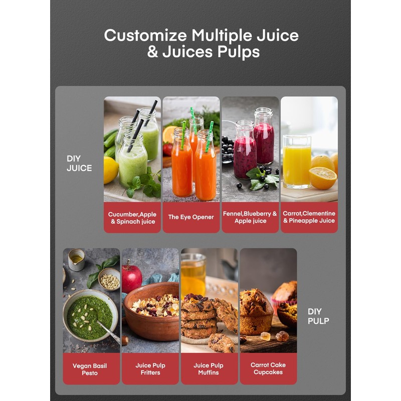Juicer Machines, Juilist 3" Wide Mouth Juicer Extractor Max Power