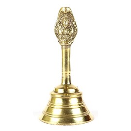 ASHIRWAD Brass Handbell for Puja, Tea Bell Service Bell, School Church Temple Jingles Meditation Dinner (4 inch)