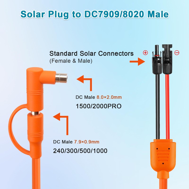 XRDS -RF Solar Panel to DC 8mm Adapter Cable 6FT,
