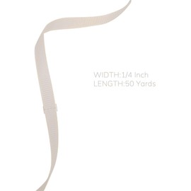 Ribreeze 1/4 inch Cream Grosgrain Ribbon 50 Yards for Gift Wrapping Weddings DIY Floral Decor Sewing & More