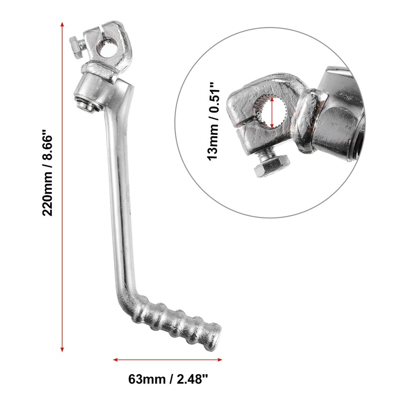 X AUTOHAUX 13mm Motorcycle Kick Start Lever Kickstarter Lever Silver