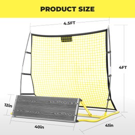 2 in 1 Soccer Rebounder Net & Board, Dual-Sided Rebounder for Solo/Team
