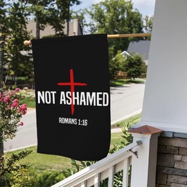 Yesuavt Not Ashamed Jesus Garden Flag Christian Jesus American Garden Flags for Outside 12x18 Double Sided Faith Over Fear Jesus Flag Outdoor House Yard Easter Decorations Patriotic God Garden Flag