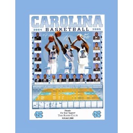 UNC TAR HEELS 2005 BASKETBALL CHAMPS MATTED PHOTO OF SCHEDULE CALENDAR POSTER