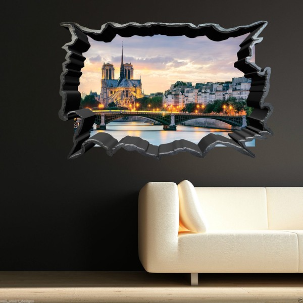 Full Colour CRACKED CITY SKYLINE wall art sticker decal transfer Graphic Print WSDFC12