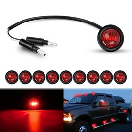 Nilight - Marcador redondo de 3/4 pulgadas, 10 luces LED rojas, 2 conectores, indicador lateral, luz IP68, impermeable, para remolque, camión, caravana, barco, autobús