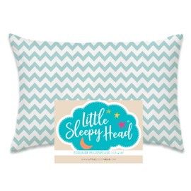 Little Sleepy Head Toddler Pillowcase, 100% Cotton & Hypoallergenic Pillow Case for Toddler Pillow, Snug Fit Envelope Pillowcase, 13x18 Pillowcase, Pilllow Sold Separately (Chevron Teal)