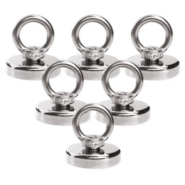 Magnetpro Strong Magnets with Ring, 120 Lbs Pulling Force Strong Neodymium Magnet Heavy Duty, Diameter 1.42 inches Rare Earth Magnets with Eyebolt, Pack of 6