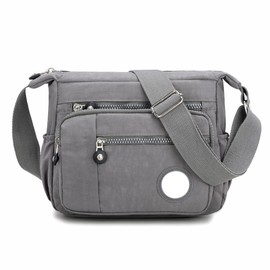 Rowaica Women's Crossbody Shoulder Bag, Lightweight, Nylon, Compact, gray