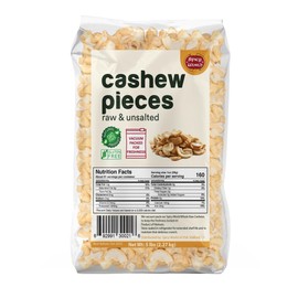 Spicy World Raw Cashew Pieces 80oz (5 LBS) - Natural Bulk Unroasted & Unsalted Cashews for Cooking, Baking & Topping, Gluten Free, Vegan, Keto, Paleo, Non-GMO in Vacuum Packed Bag