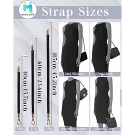 MEGAVOW Bag Handle, Shoulder Strap for Bags, PU Leather Strap, Bag Handle, Bag Strap, Wide, DIY Shoulder Strap for Purse, Tote, Handbag, Shoulder Bags, Black, 115 cm