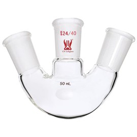 CS Labglass 3 Neck Round Bottom Flask RBF, 50ml with 24/40 Center Joint & Side Joints, Borosilicate Glass, Lab Glassware