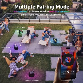 MIKK 2 Pack Solar Rock Speakers Outdoor Waterproof Patio with Lights Color,Multi-Sync Up to 100 Speakers Pairing Solar Powered Rock Speaker Rechargeable for Pool Party Yard Outside