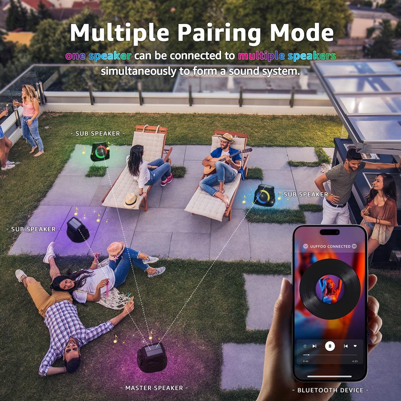 MIKK 2 Pack Solar Rock Speakers Outdoor Waterproof Patio with