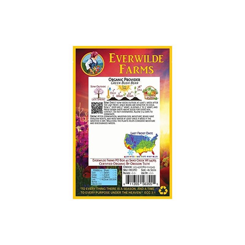 Everwilde Farms - 1 Oz Organic Provider Green Bean Seeds