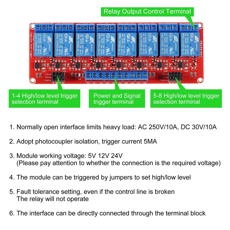 2Pcs 8 Channel 5V Relay Module High Low Level Trigger