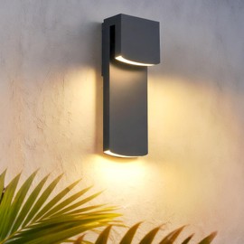 ElilyGiA IP65 Waterproof Outdoor Modern LED Wall Light Fixtures, Black Exterior Wall Sconces 16W 3000K, Porch Patio Light Fixture Outdoor Wall Lights Outside Lights for House Garage Front Door 1 Pack