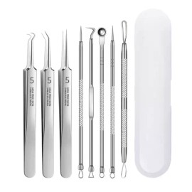 피지제거기 블랙헤드 8종세트 압출핀셋 Blackhead Remover 8-Piece Set Pore Extractor Kit