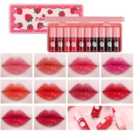 Strawberry Lip Tint Set, 10 pcs, Waterproof, Long-Lasting, High Pigment