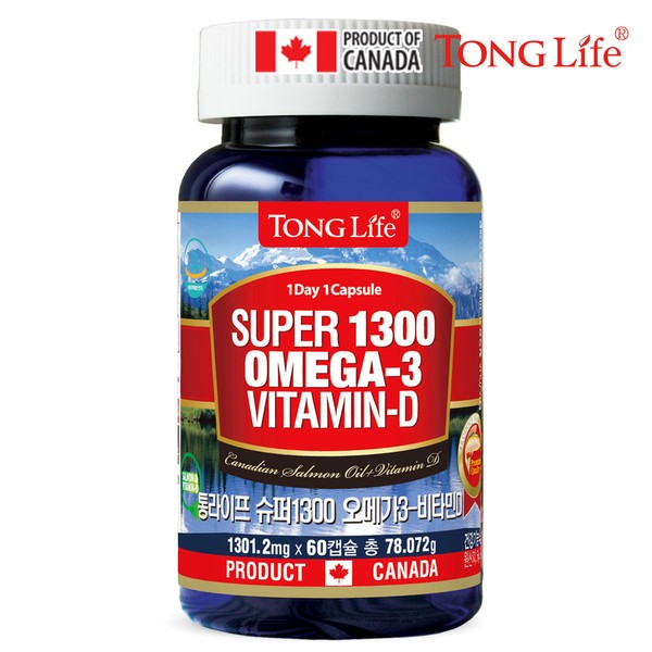 1 bottle of Tonglife Canada Super Omega 3 1300+Vitamin D (1301.2mgx60 capsules - 2 months&#39; supply)