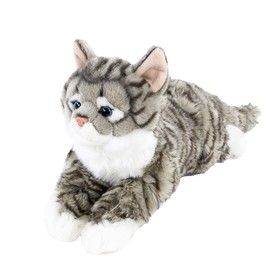 Teddys Rothenburg Uni-Toys Cuddly Toy Cat Lying Grey / White Tabby 40 cm Plush Cat