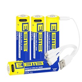 Baterias de Litio AA de 1,5V Recargables 4 Pilas AA USB C 2600mWh