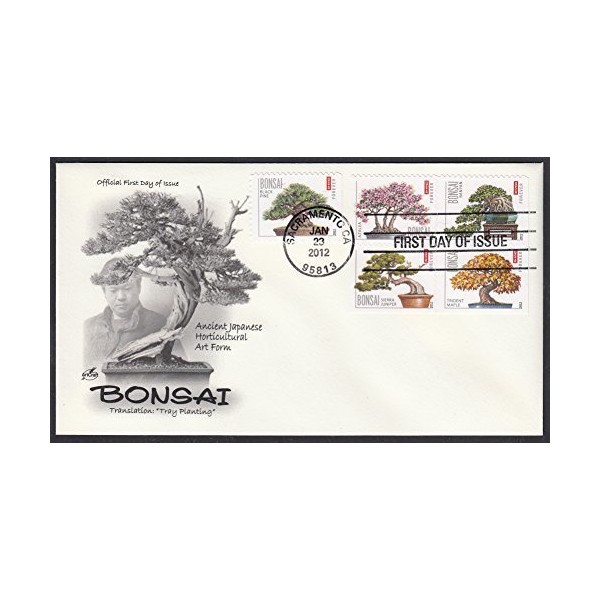 Bonsai Black Pine, Banyan, Trident Maple, Sierra Juniper, Azalea Collectible ArtCraft First Day Cover Stamp FDC 4618-22